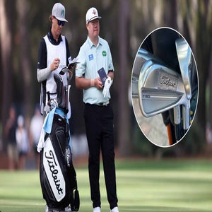 Sungjae Im of South Korea prepares for a shot with his caddie on the tenth hole during the first round of THE PLAYERS Championship 2026 at THE PLAYERS Stadium course at TPC Sawgrass on March 12, 2026 in Ponte Vedra Beach, Florida.