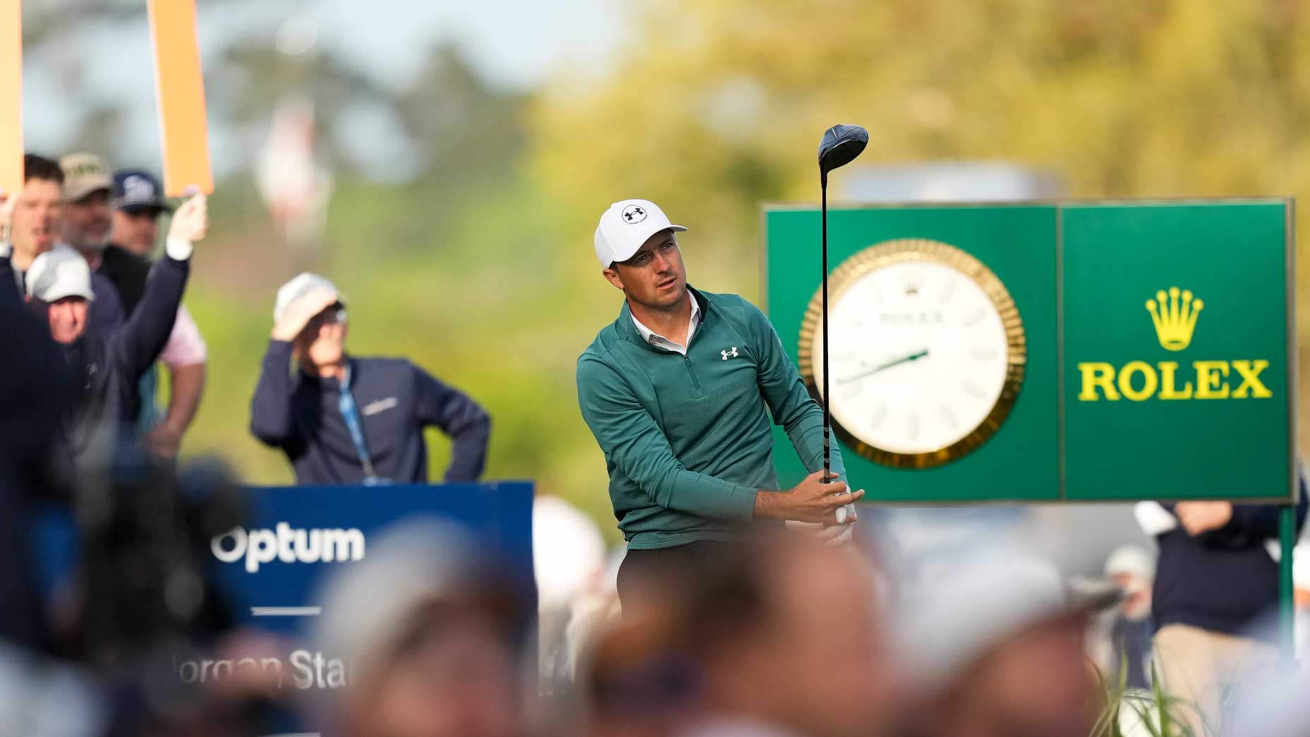 2026 Players Championship Saturday tee times: Jordan Spieth watches drive from tee at TPC Sawgrass.