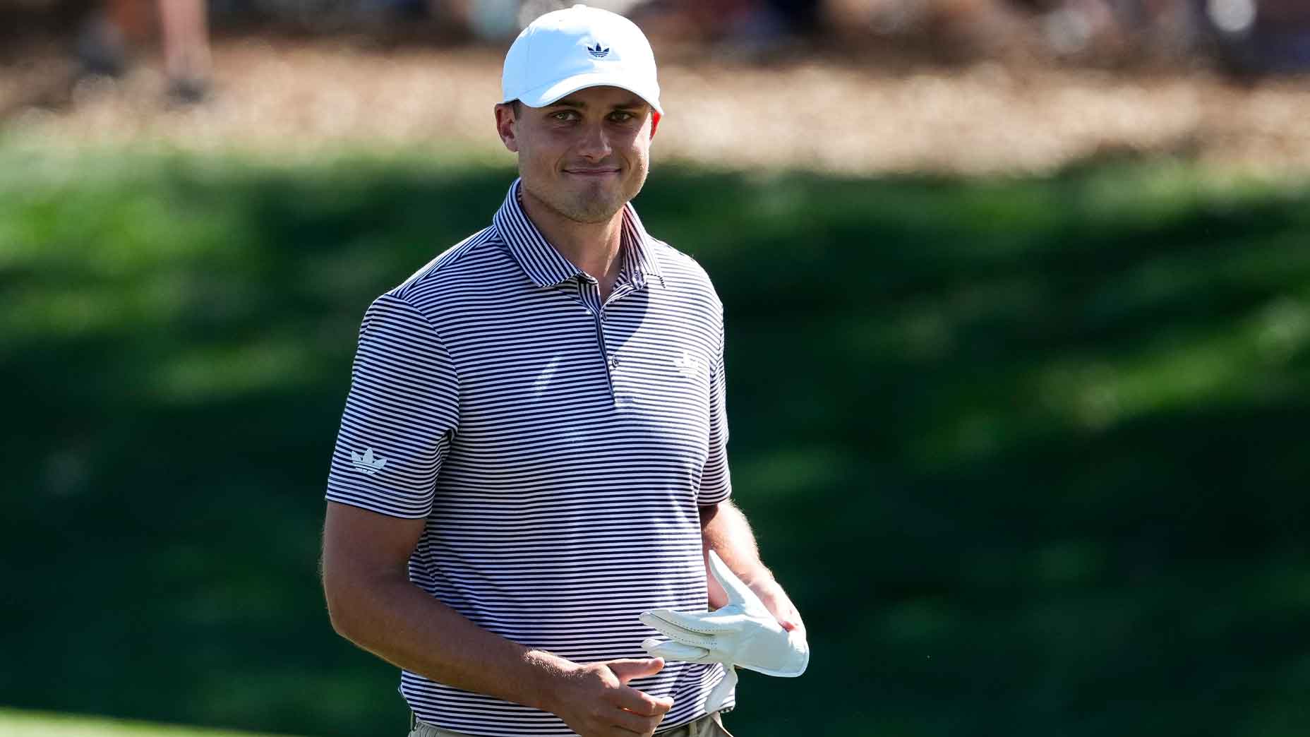 ludvig aberg smiles at the player schampionship