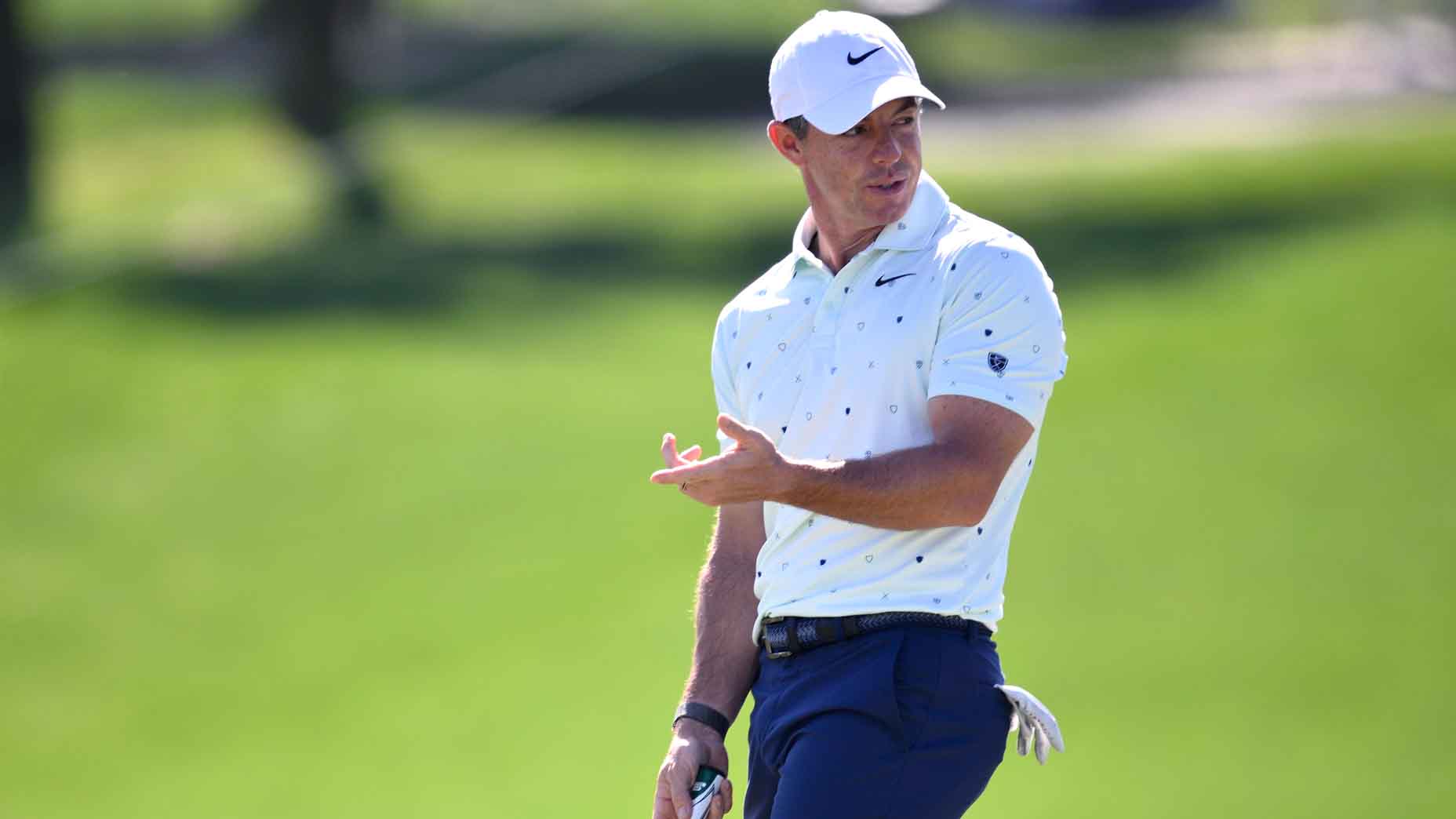 Rory McIlroy reacts to a putt at Bay Hill