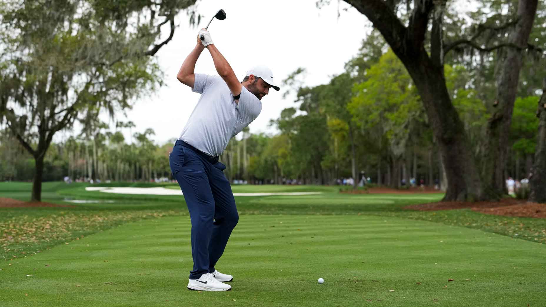 scottie scheffler swings during the first round of the 2026 players championship