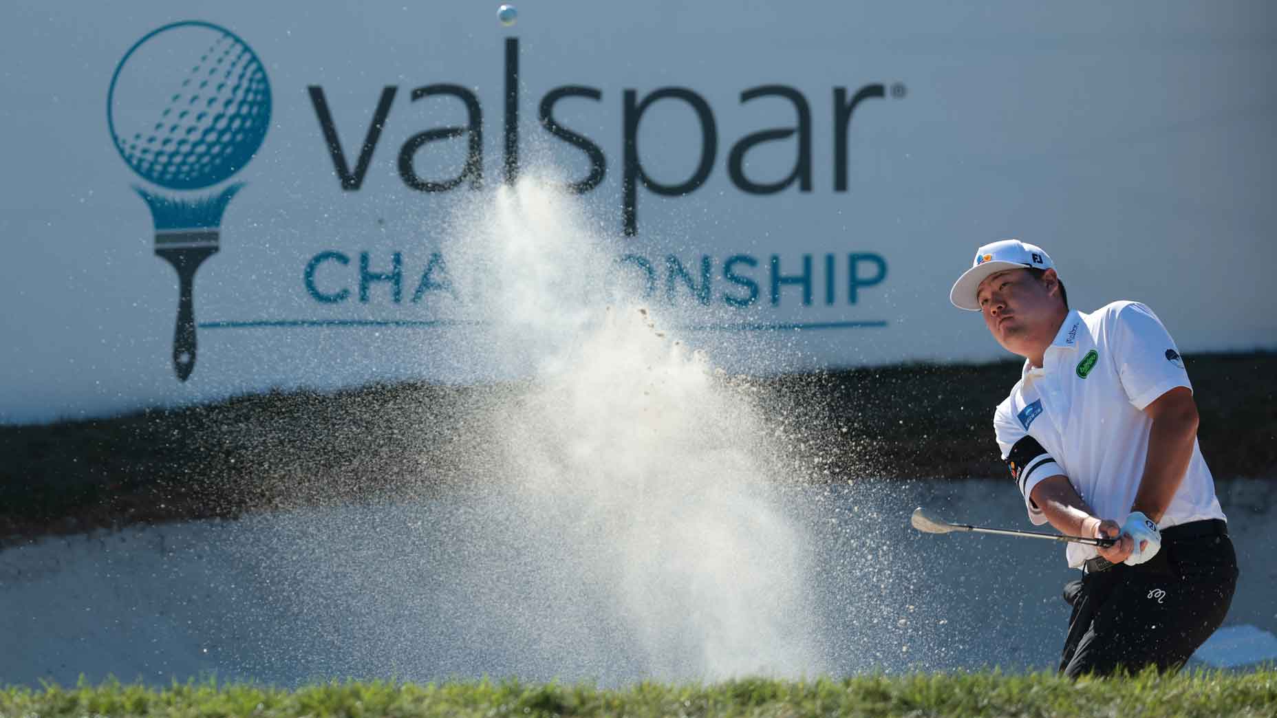 sungjae im hits bunker shot during the third round of the 2026 valspar championship