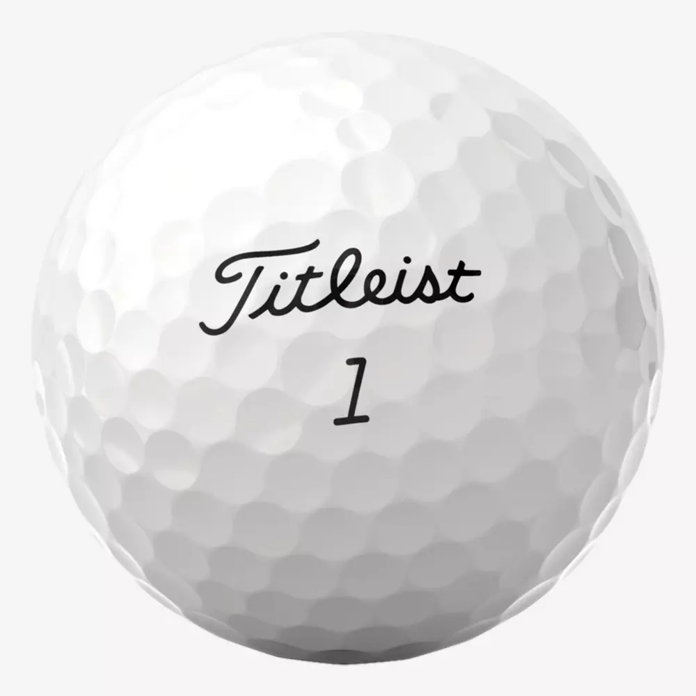 A white golf ball with dimples, featuring the word Titleist in black script and the number 1 printed below it—an ideal companion when paired with the best golf shoes 2026 for top performance on the course.