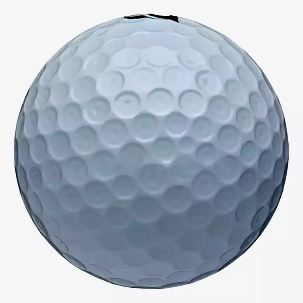 A close-up of a white golf ball with a dimpled surface on a plain, light background—perfect inspiration for those searching for the best golf shoes 2026 to enhance their game.