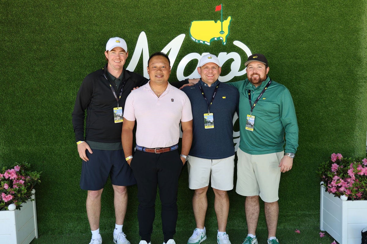 Mark Quinlan and his best friends at the Masters.