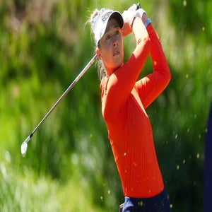 Nelly Korda plays a shot during an LPGA event in april.