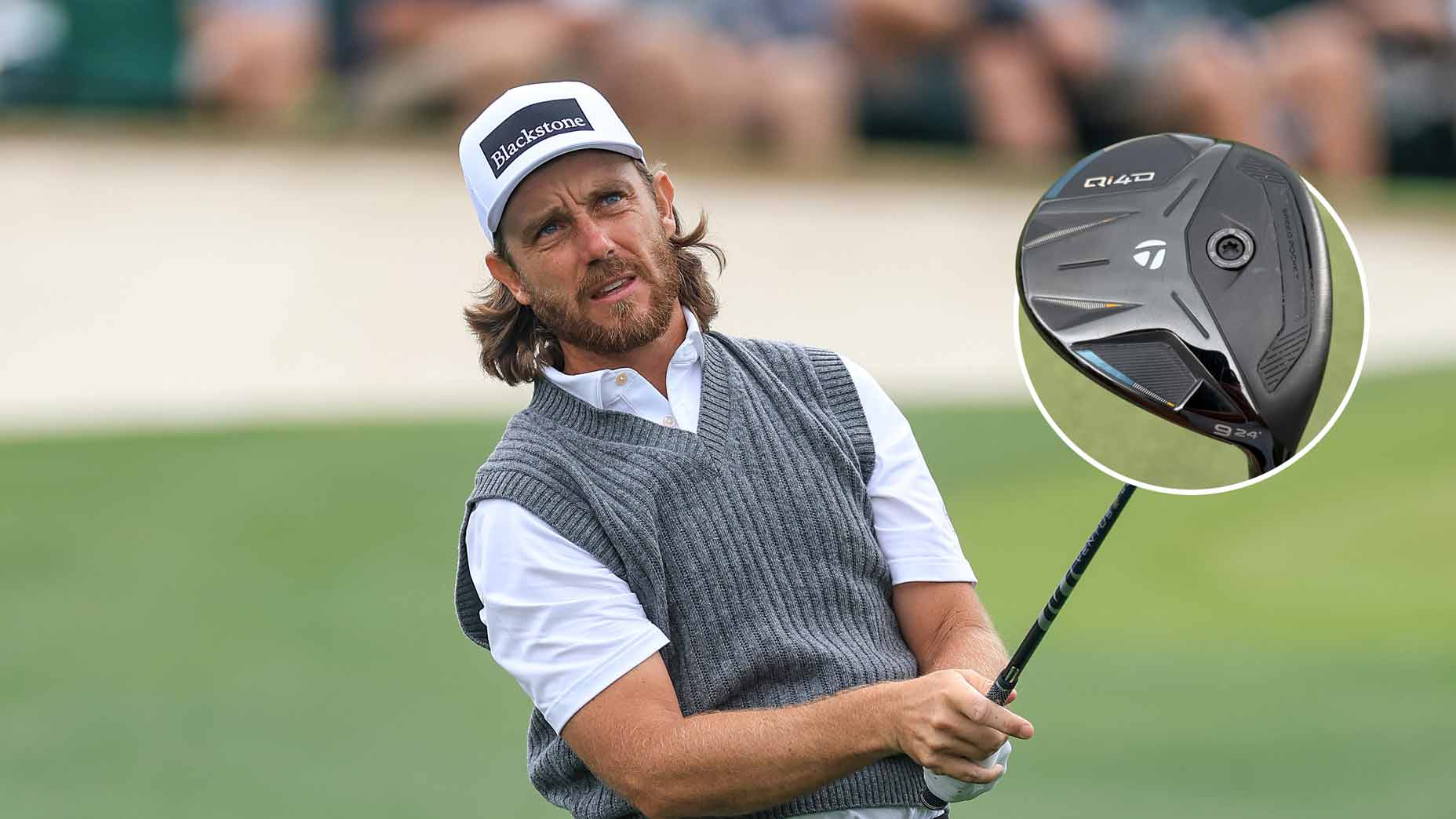 Tommy Fleetwood of England plays a shot during his practice round prior to the 2026 Masters Tournament at Augusta National Golf Club on April 06, 2026 in Augusta, Georgia. (Photo by David Cannon/Getty Images)