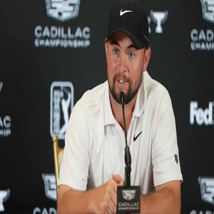 Alex Fitzpatrick speaks with reporters during 2026 Cadillac Championship press conference.