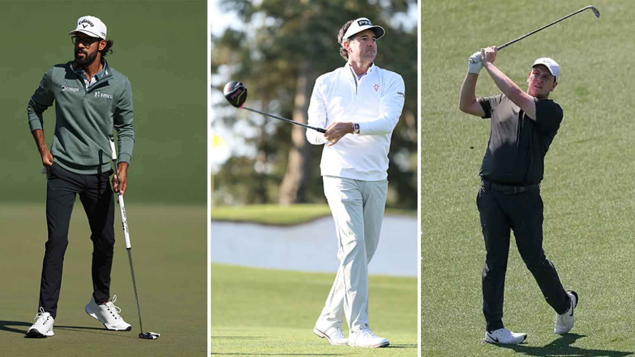 Three left-handed golfers at the Masters—featured in a separate vertical section.
