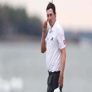 Matt Fitzpatrick gestures to the crowd after winning the RBC Heritage at Harbour Town Golf Links on Sunday.