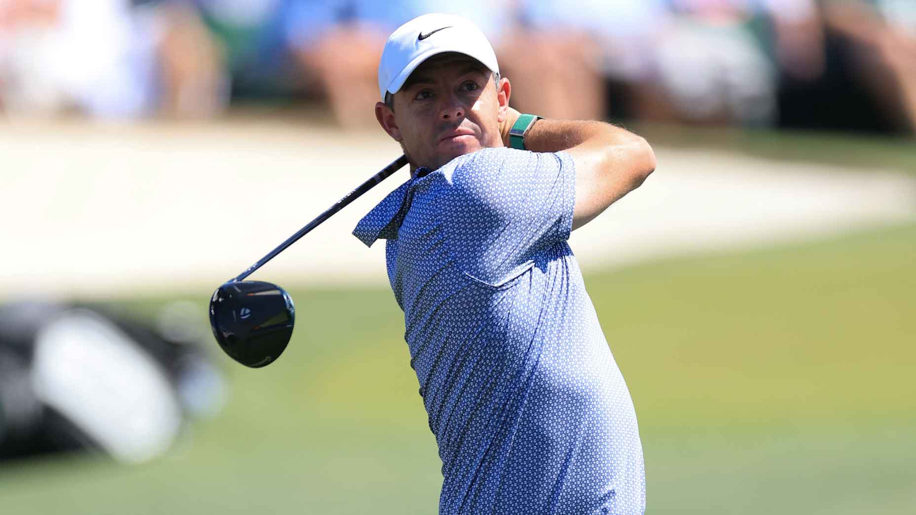 2026 Masters Sunday TV coverage: Rory McIlroy hits drive at Augusta National.
