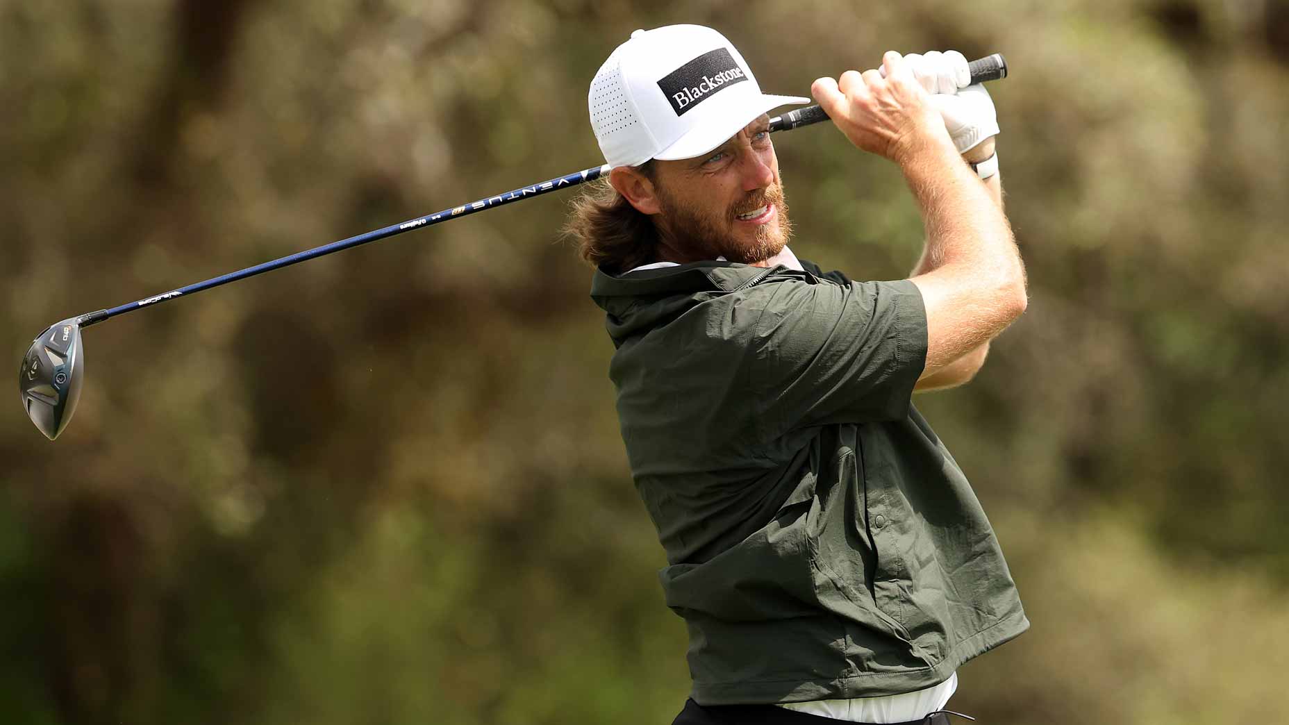 Tommy Fleetwood hits tee shot at TPC San Antonio: 2026 Valero Texas Open Friday tee times.