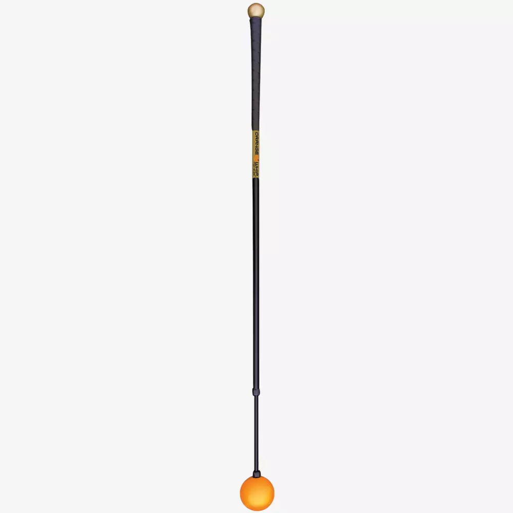 A long black stick with a tan grip handle and an orange rubber ball attached at the bottom end, displayed vertically against a plain white background—one of the best deals under $50.