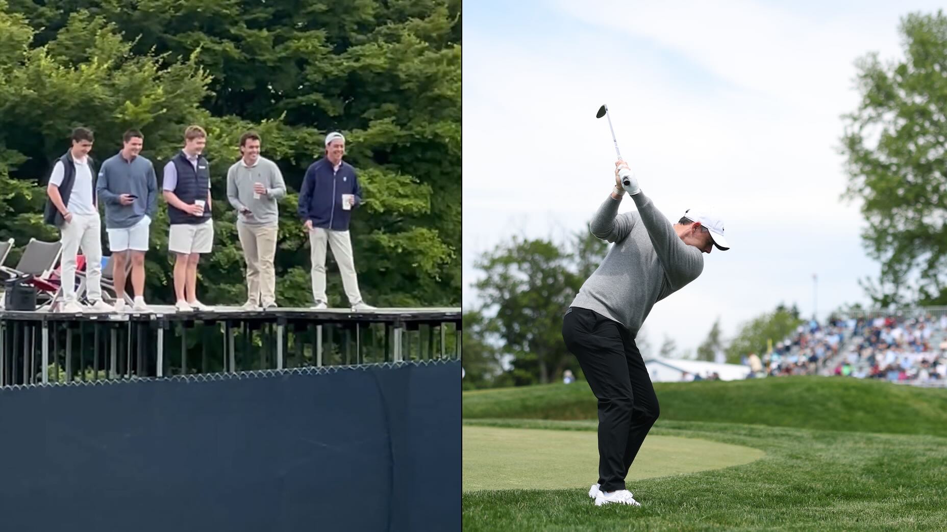 No. 13 at Aronimink features some backyard viewing — and some creative short-game shots, like this one from Rory McIlroy.