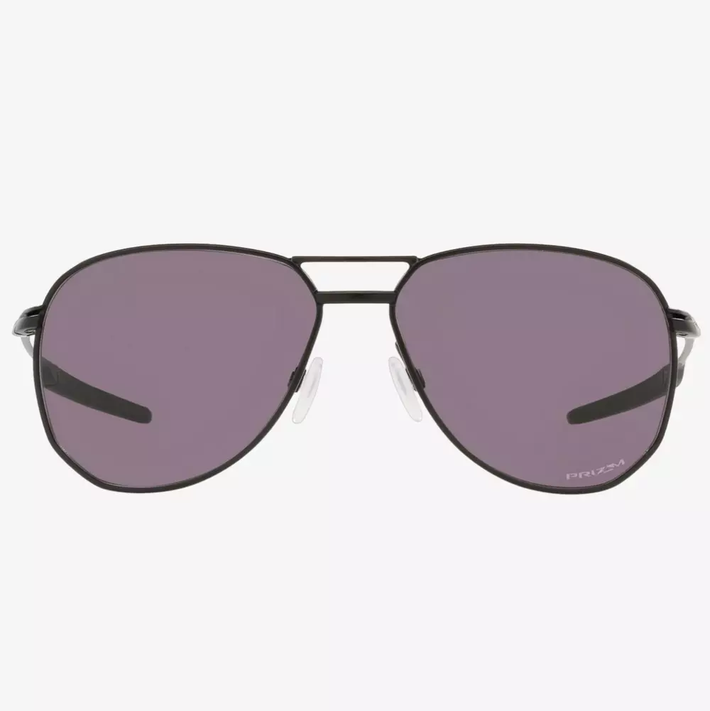 Front view of black aviator sunglasses with dark purple-tinted lenses and a double bridge design, perfect for snagging the best golf deals for $100 or less, set against a plain white background.