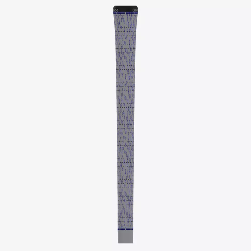 A single gray and blue patterned sock with a dark blue band at the top and a solid gray toe and heel, shown on a white background—an ideal pick if you’re searching for the best deals under $50.