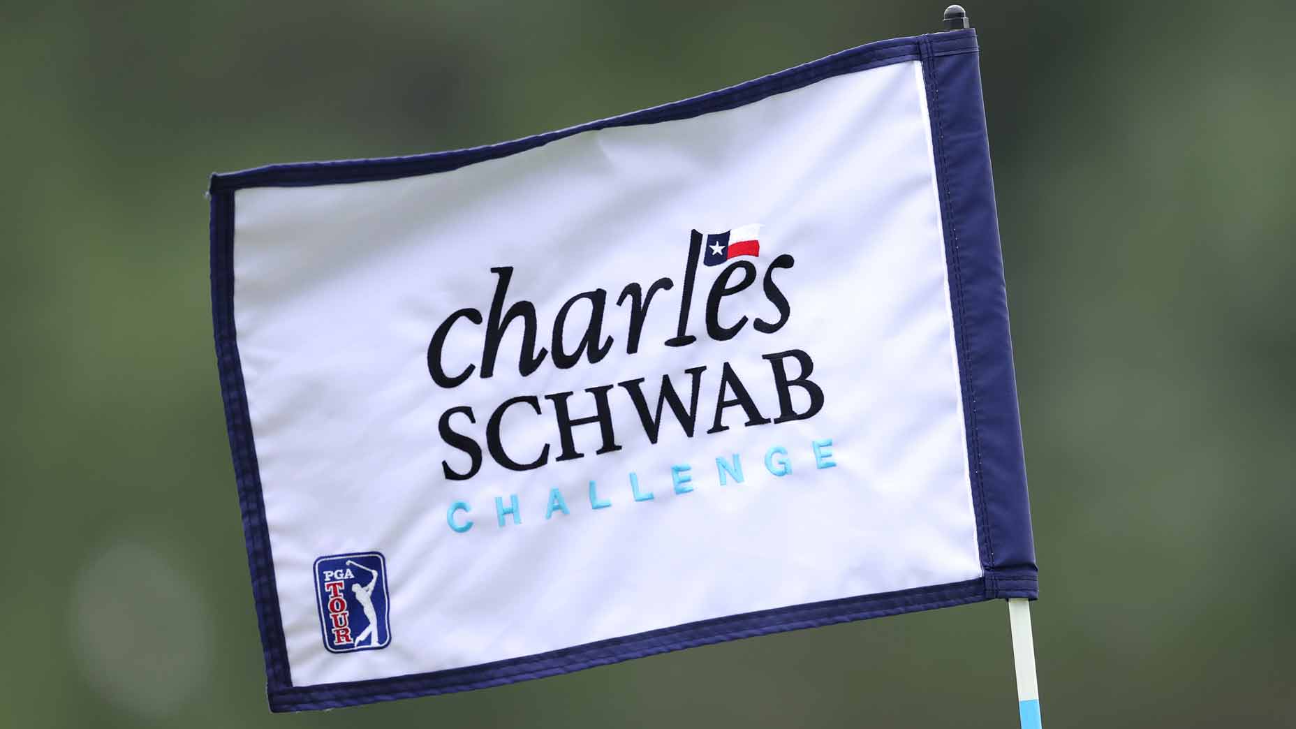 2026 Charles Schwab Challenge flag at Colonial Country Club ahead of Friday's second round.