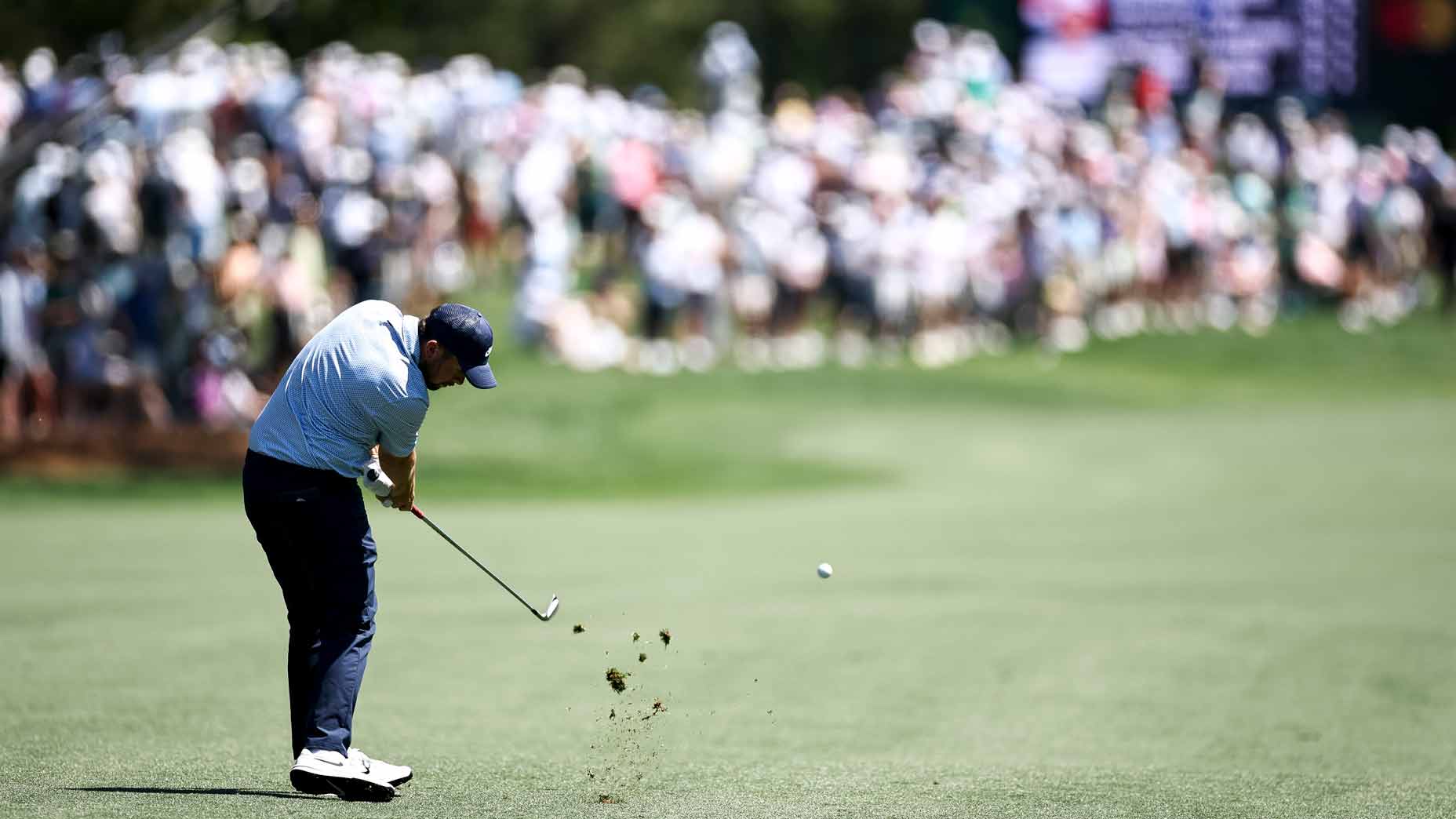 Alex Fitzpatrick of England hits an approach shot on the seventh hole during the final round of the Truist Championship 2026 at Quail Hollow Country Club on May 10, 2026 in Charlotte, North Carolina. (Photo by Jared C. Tilton/Getty Images)