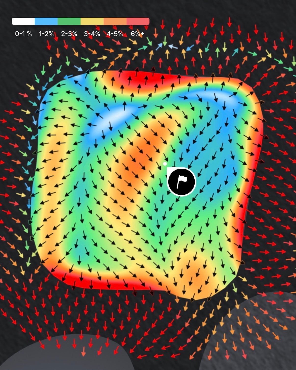 Heatmap of the 10th green at Aronimink