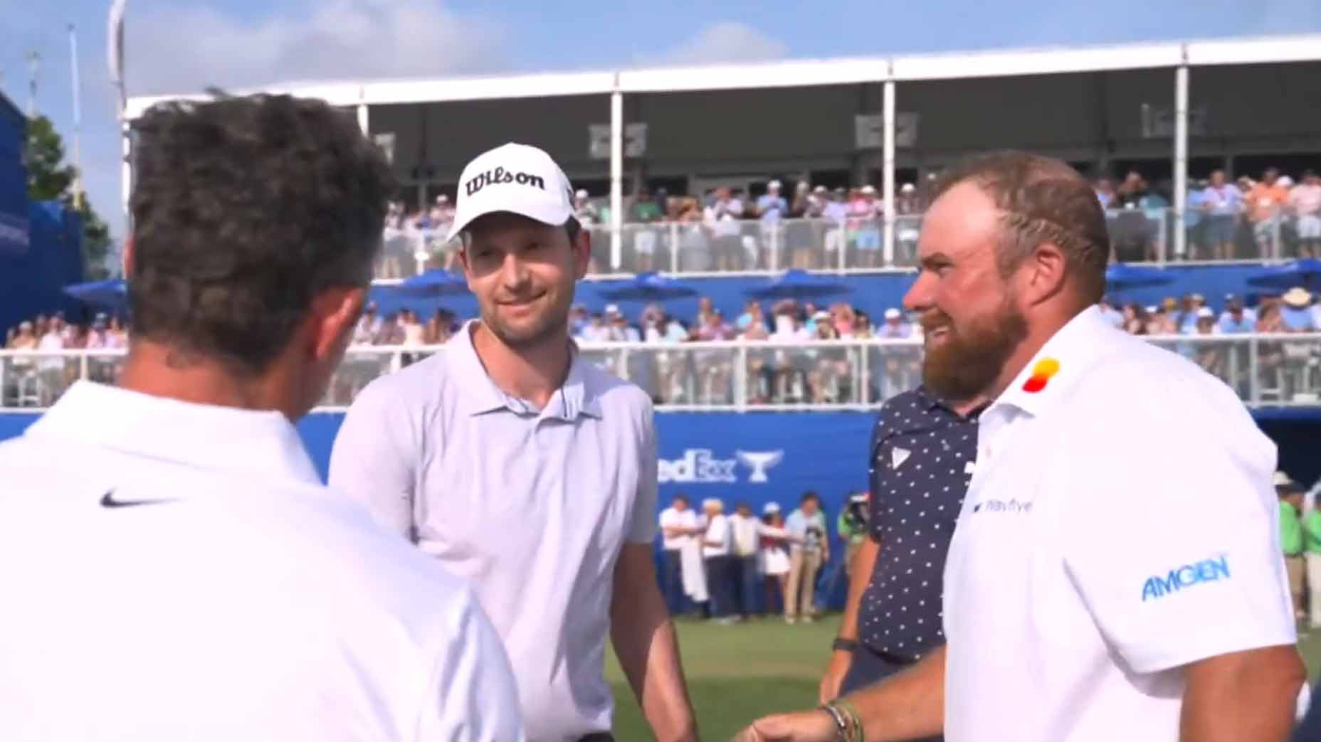Rory McIlroy, Martin Trainer, Shane Lowry at the 2024 Zurich Classic (L-R).
