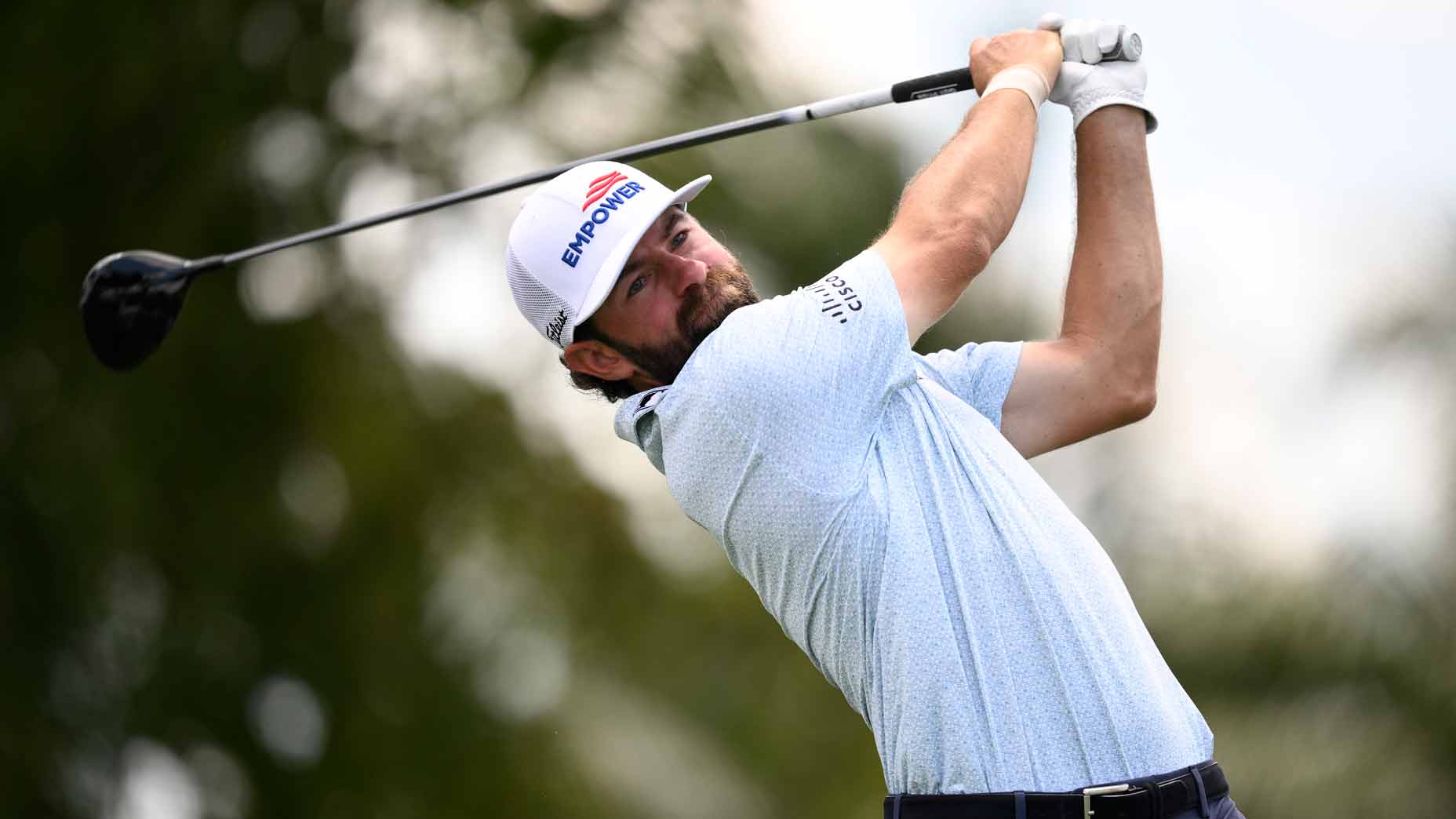 Cameron Young hits drive at Trump Doral: 2026 Cadillac Championship Sunday TV coverage.