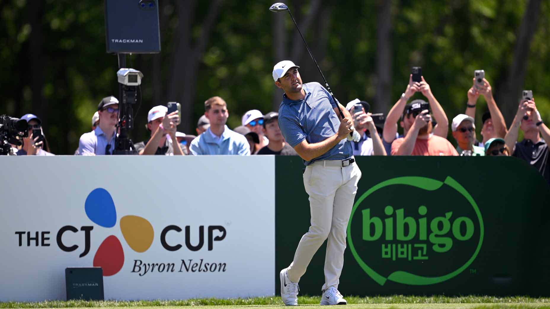 2026 CJ Cup Byron Nelson: Scottie Scheffler hits drive at 2025 tournament.