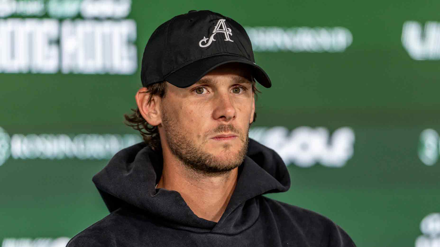 LIV Golf pro Thomas Pieters of 4Aces GC talks to media at 2026 LIV Golf Hong Kong event.