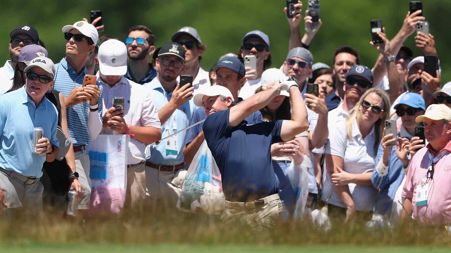 2026 U.S. Open Thursday TV coverage: Rory McIlroy plays shot at Shinnecock Hills.