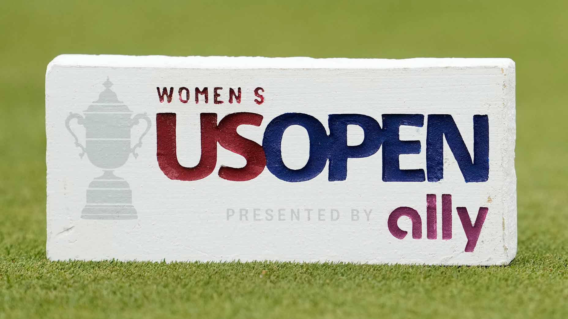 U.S. Women's Open tee marker. The 2026 U.S. Women's Open is being played at Riviera Country Club.