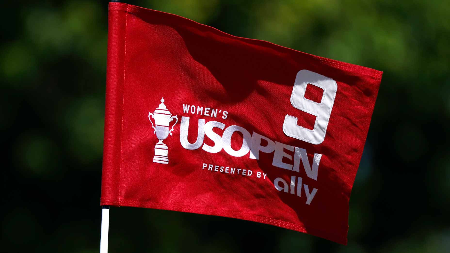 2026 U.S. Women's Open Thursday tee times: 9th hole red tournament flag on course.