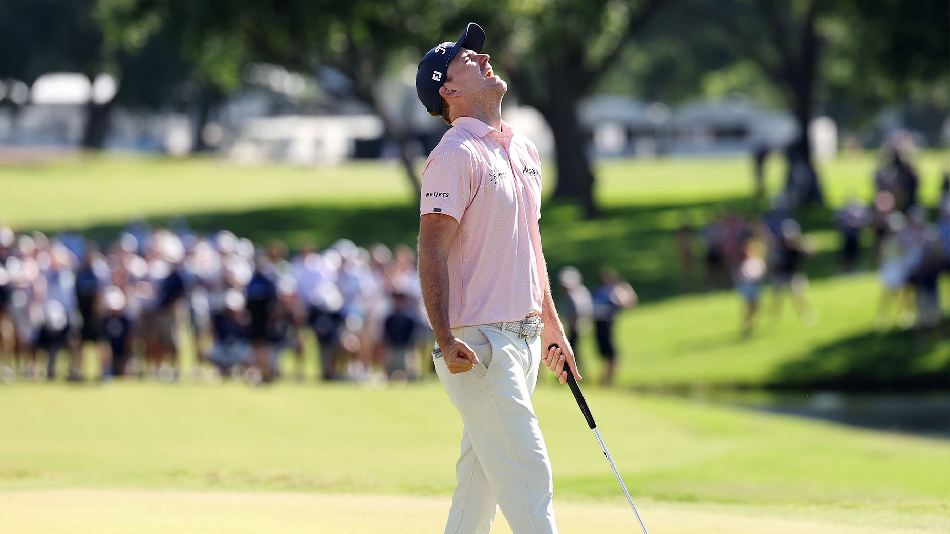 FORT WORTH, TEXAS - MAY 31: Russell Henley of the United States celebrates after winning the Charles Schwab Challenge 2026 at Colonial Country Club on May 31, 2026 in Fort Worth, Texas.