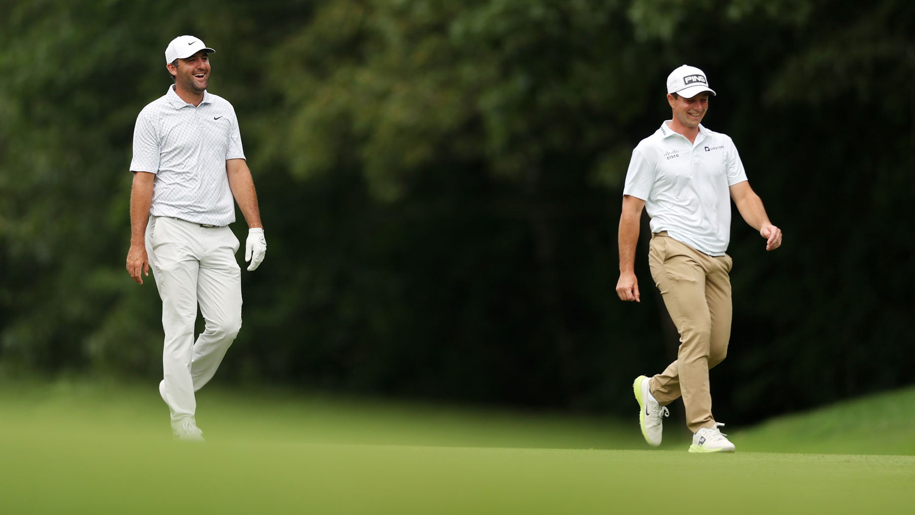 Scottie Scheffler and Viktor Hovland in the third round of the 2026 Travelers Championship