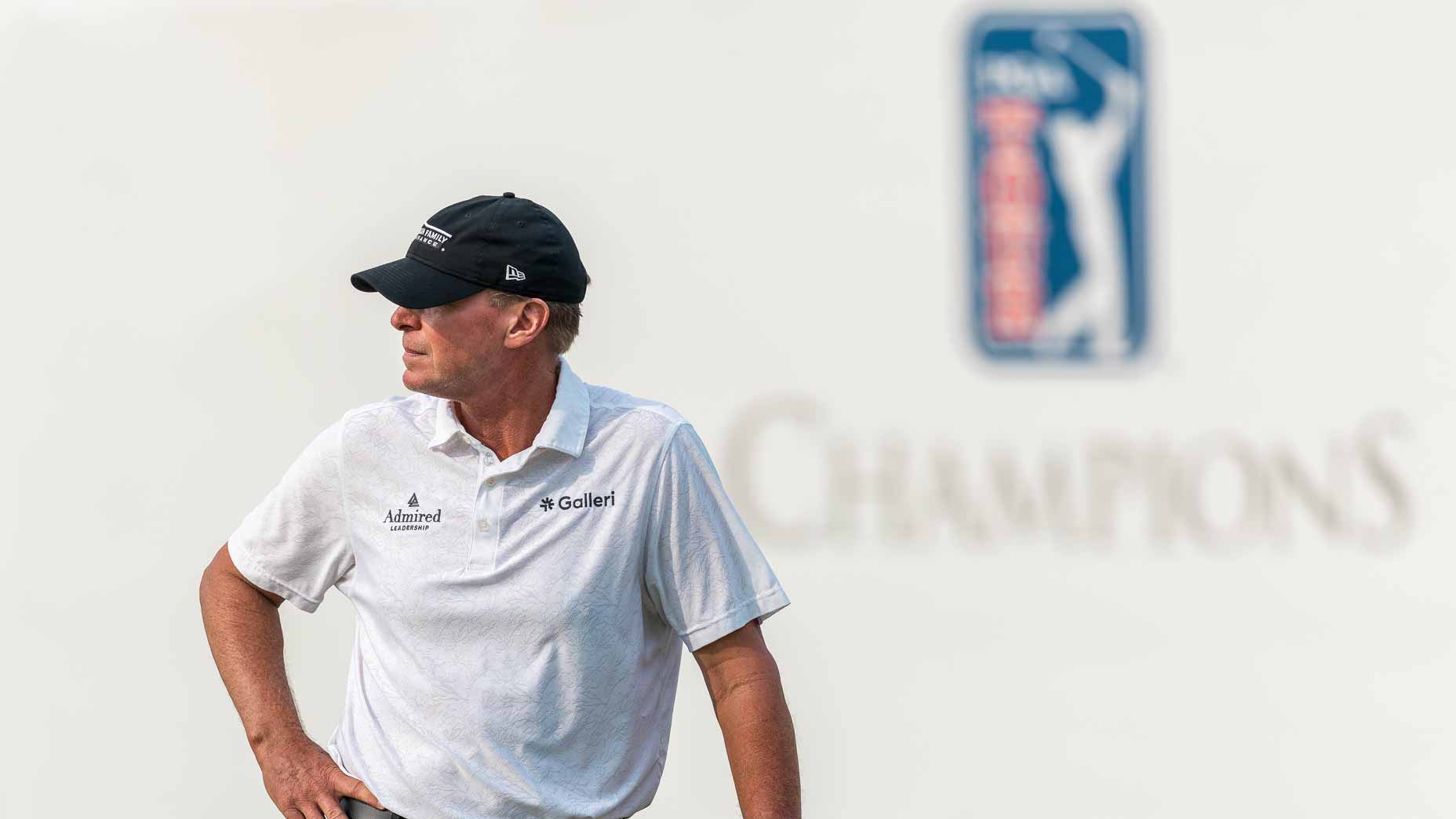 Steve Stricker stands on green at PGA Tour Champions' 2026 American Family Insurance Championship.
