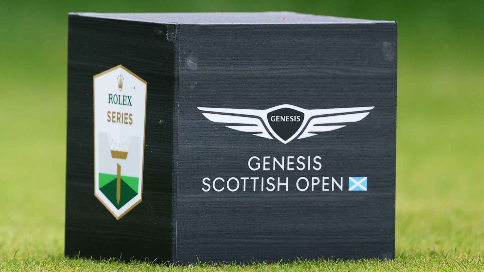 2026 Genesis Scottish Open tee marker at the Renaissance Club.