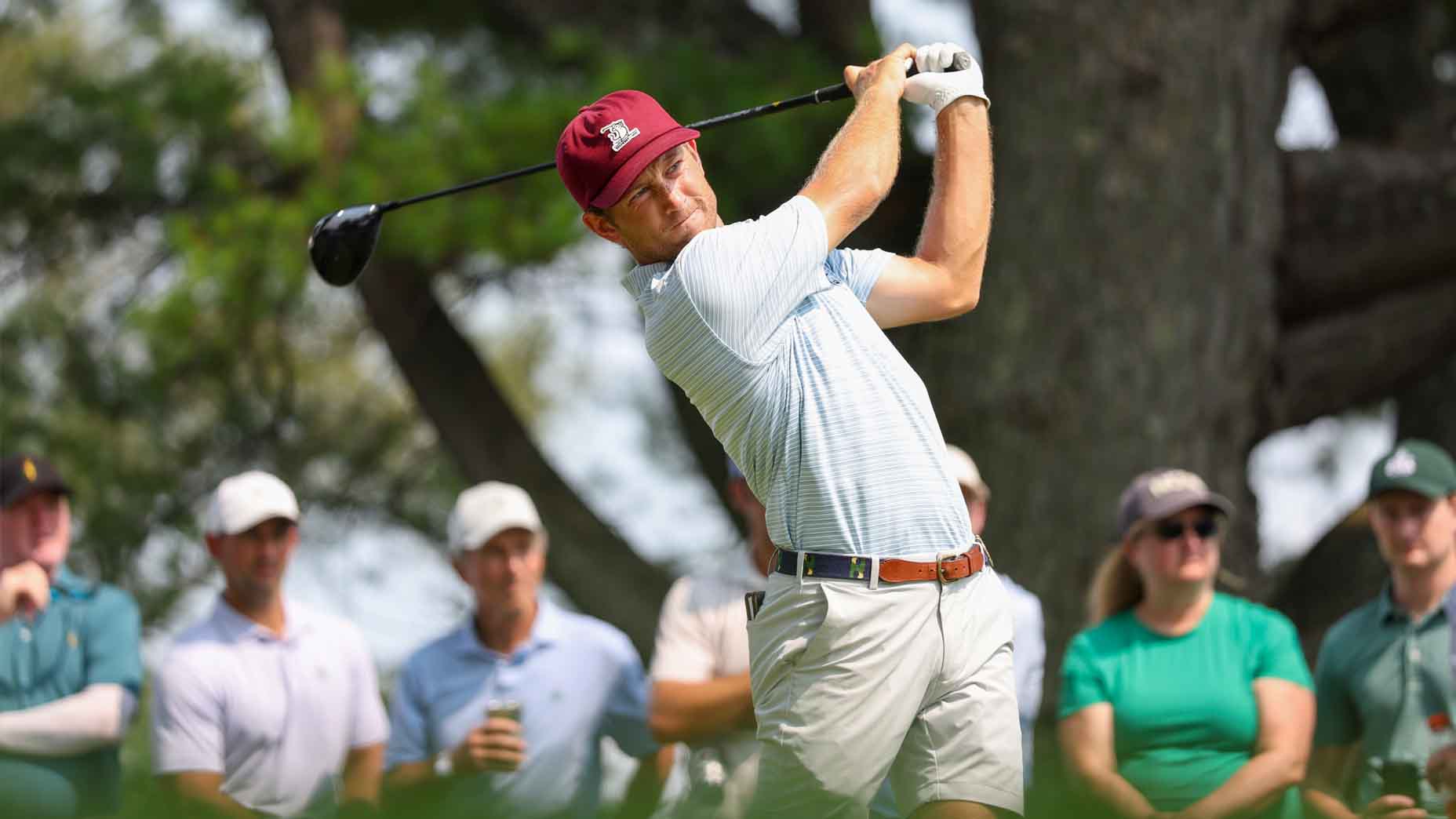 Christian Cavaliere hits a shot during the 2026 U.S. Amateur